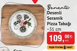 Benante Desenli Seramik Pizza Tabağı 31 cm image