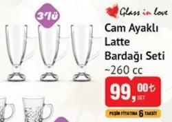 Glass in Love Cam Ayaklı Latte Bardağı Seti 260 cc 3'lü image