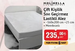 Molinella Çift Kişilik Sıvı Geçirmez Lastikli Alez image