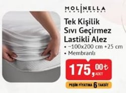 Molinella Tek Kişilik Sıvı Geçirmez Lastikli Alez image