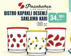 Paşabahçe Bistro Kapaklı Desenli Saklama Kabı 380 cc image