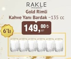 Rakle Gold Rimli Kahve Yanı Bardak 135 cc 6'lı image