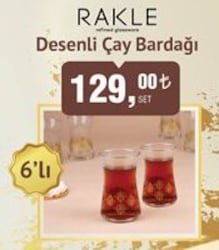 Rakle Desenli Çay Bardağı 6'lı image