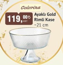 Colorina Ayaklı Gold Rimli Kase 21 cm image
