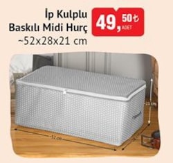 İp Kulplu Baskılı Midi Hurç 52x28x21 cm image