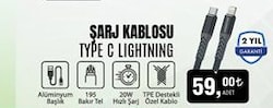 PoloSmart Şarj Kablosu Type C Lightning image