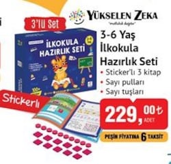 Yükselen Zeka 3-6 Yaş İlkokula Hazırlık Seti 3'lü Set Stickerli image