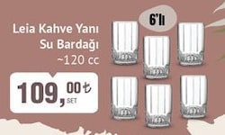 Bim Paşabahçe Leia Kahve Yanı Su Bardağı 120 cc 6'lı