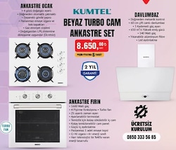 Kumtel Beyaz Turbo Cam Ankastre Set image