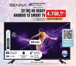 Senna 32SN6000H 32 inç HD Ready Android 13 Smart Tv image
