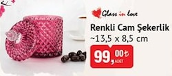 Glass in Love Renkli Cam Şekerlik 13.5x8.5 cm image