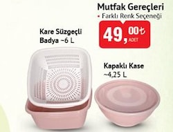 Kare Süzgeçli Badya 6 L/Kapaklı Kase 4,25 L image