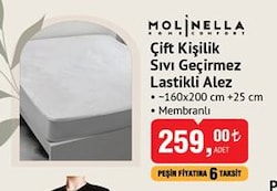 Molinella Çift Kişilik Sıvı Geçirmez Lastikli Alez image