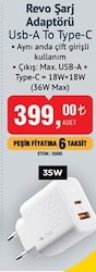 Voltme Revo Şarj Adaptörü Usb-A To Type-C 35 W Max image