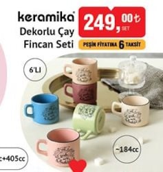 Keramika Dekorlu Çay Fincan Seti 6'lı image