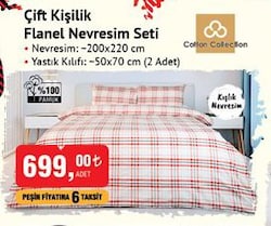Cotton Collection Çift Kişilik Flanel Nevresim Seti image