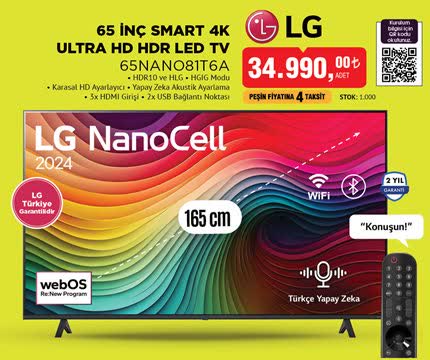 Lg 65 İnç Smart 4K Ultra Hd Hdr Led Tv image