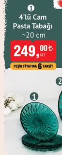4'lü Cam Pasta Tabağı 20 cm image