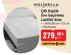 Molinella Çift Kişilik Sıvı Geçirmez Lastikli Alez 160x200 cm image