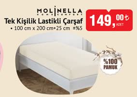 Molinella Tek Kişilik Lastikli Çarşaf 100 cm x 200 cm image