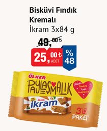 Ülker Bisküvi Fındık Kremalı İkram 3X84 G image