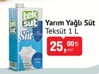 Teksüt Yarım Yağlı Süt 1 L image