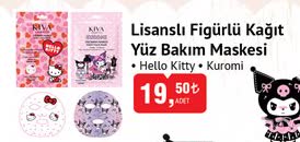 Kiva Lisanslı Figürlü Kağıt Yüz Bakım Maskesi Hello Kitty Kuromi image