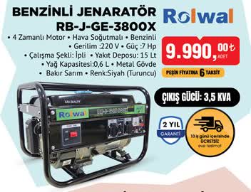 Rolwal Benzinli Jenaratör RBJGE3800X image