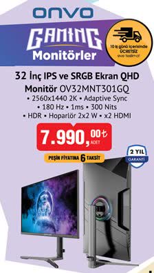 Onvo Gaming Monitör 32 Inç IPS ve SRGB Ekran QHD image