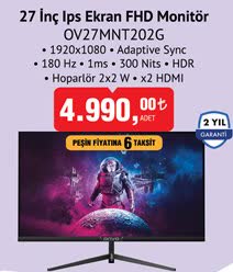 Onvo 27 İnç Ips Ekran Fhd Monitör 180 Hz 1ms image