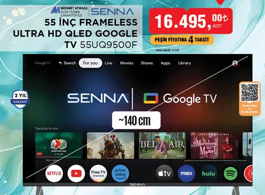 Senna 55 İnç Frameless Ultra Hd Qled Google Tv image