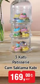 Patisserie Cam Saklama Kabı 3 Katlı image
