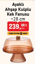 Ayaklı Ahşap Kulplu Kek Fanusu 28 cm image