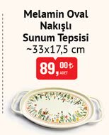 Melamin Oval Nakışlı Sunum Tepsisi image