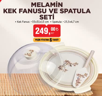 Melamin Kek Fanusu Ve Spatula Seti image