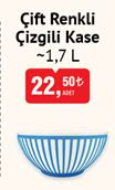Çift Renkli Çizgili Kase 1,7 L image