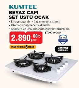 Kumtel Beyaz Cam Set Üstü Ocak image