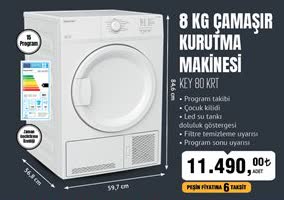 Key 80 Krt 8 Kg Çamaşır Kurutma Makinesi image