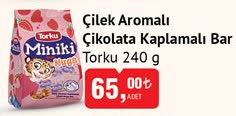 Torku Miniki Çilek Aromalı Çikolata Kaplamalı Bar 240 g image