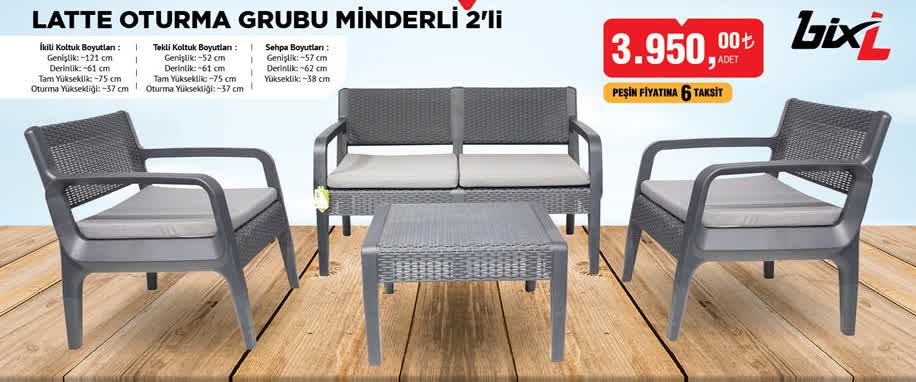 Latte Oturma Grubu Mindirli 2'Li image
