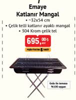 Emaye Katlanır Mangal 32x54 cm image