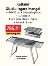 Katlanır Oluklu Izgara Mangal 30x50 cm image