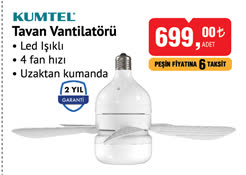 Kumtel Tavan Vantilatörü Led Işıklı image