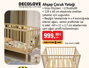 Decolove Ahşap Çocuk Yatağı 120x60 cm image