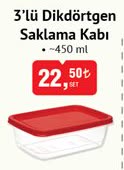 3'lü Dikdörtgen Saklama Kabi 450 Ml image