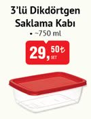 3'lü Dikdörtgen Saklama Kabı 750 ml image