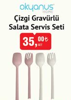 Okyanus Home Çizgi Gravürlü Salata Servis Seti image