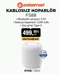 Polosmart Kablosuz Hoparlör FS88 image