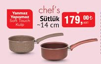 Chef's Yanmaz Yapışmaz Soft Touch Kulp Sütlük 14 Cm image
