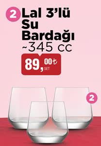 Lal 3'lü Su Bardağı 345 cc image